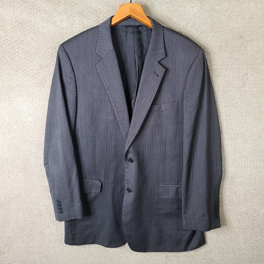 Jos A Bank Jacket Mens 46XL Gray Herringbone Blazer Two Button Wool Suit Coat